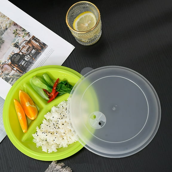 1PACK Microwave Food Storage Tray Containers - 3 Section/Compartment Divided Plates W/Vented Lid