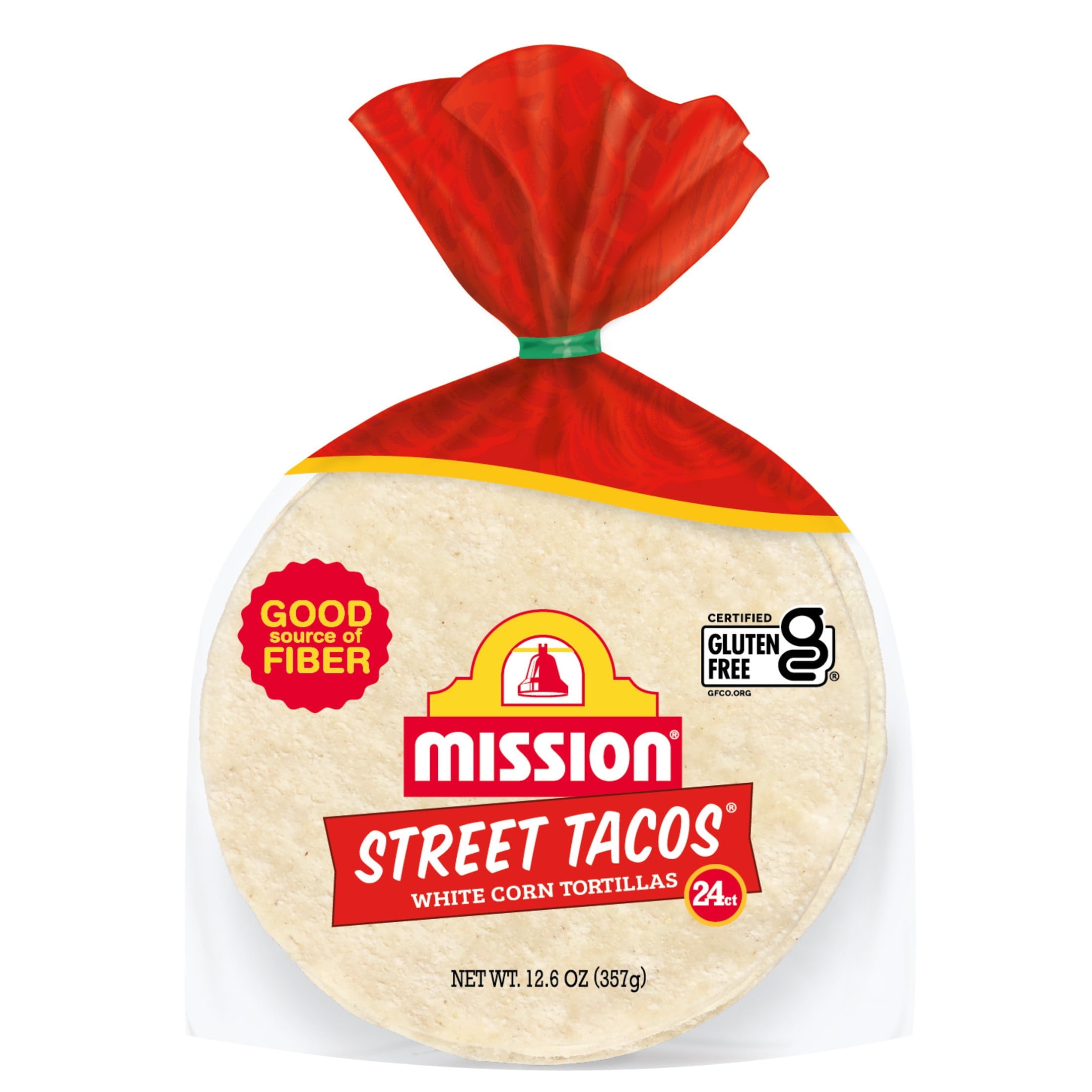 (1PACK) Mission White Corn Street Taco Tortillas, 12.61 oz, 24 Count