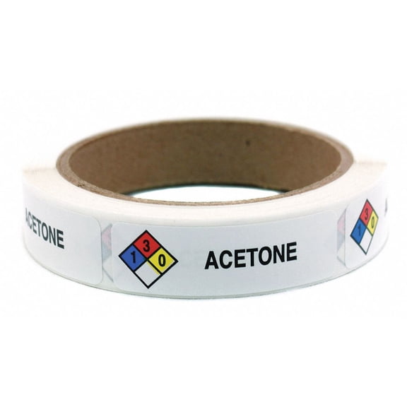 1PACK Roll Products HMIG Label,3-4" x 2-1-2", Acetone,PK250 163-0003 163-0003 ZO-G4917726