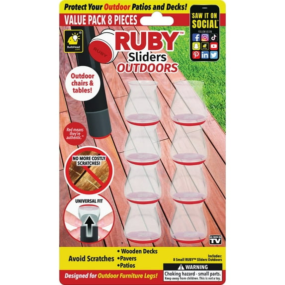 1PACK Ruby Sliders Outdoor Patio Furniture Leg Tip (8-Count)