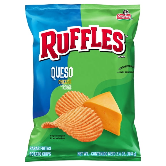 (1PACK),Ruffles Queso Cheese Flavored Potato Chips,