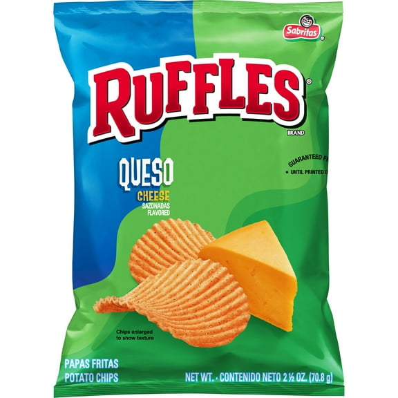 (1PACK),Ruffles Queso Cheese Flavored Potato Chips,