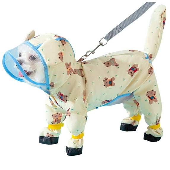 1PACK Small Dog Raincoatwith Boots, Tail Feet Cover Water Proof Dog Rain Jacket Dog Rain Coat for Puppy Small Dogs