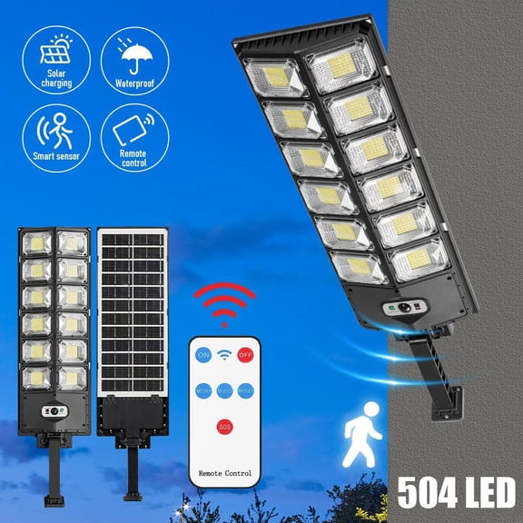 Solar Outdoor Light Street Light Solar Powered Flood Light Motion Sensor Remote Control Auto On/Off Dusk to Dawn,1PACK 24"