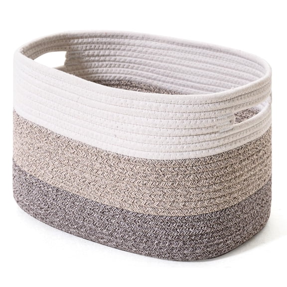 1PACK Storage Baskets for Shelves, Woven Basket for Toys, Book and Towels, Soft Cotton Rope Rectangle Woven Basket for Storage