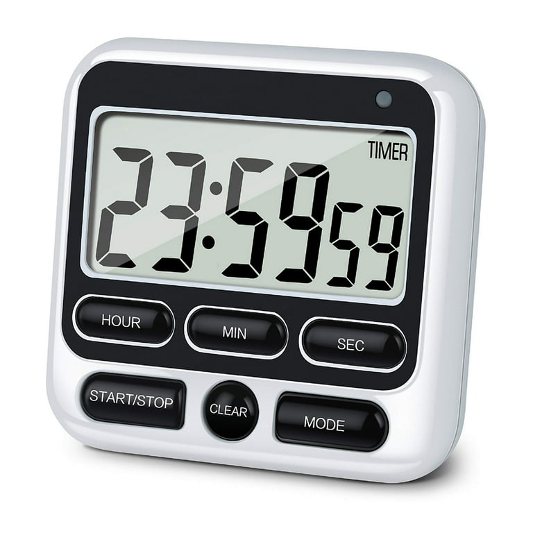 KTKUDY Digital Kitchen Timer with Mute/Loud Alarm Switch On/Off Switch, 24 Hour Clock & Alarm, Memory Function Count Up & Count Down for Kids Teachers