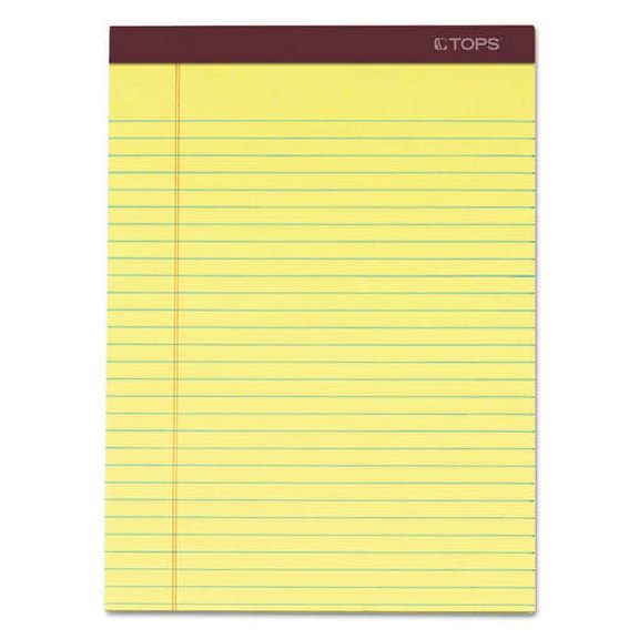 1PACK Tops Docket Gold Legal Rule Perforated Pads, Letter, Canary, 12 50-Sheets Pads/Pack