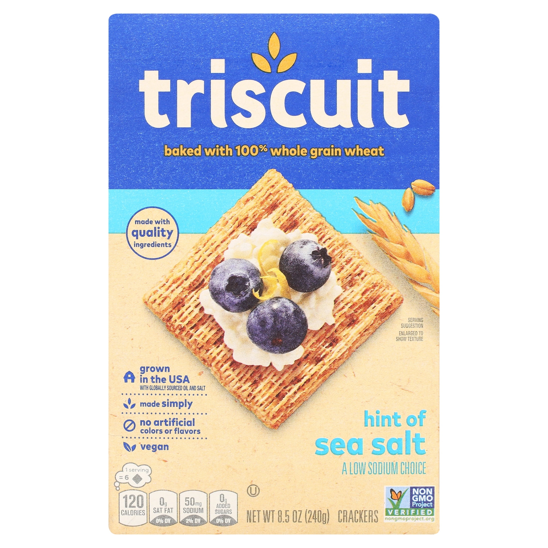 Triscuit Hint of Sea Salt Whole Grain Wheat Crackers, Vegan Crackers, 8.5 oz