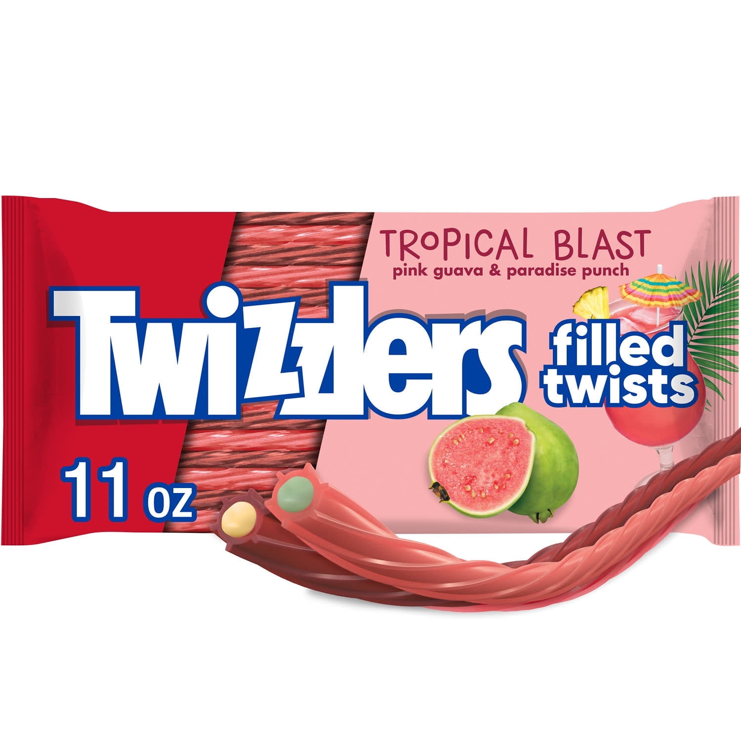 限定Twit One-Sweet Leaves And Bitter Pills Twizzlers Filled Twists Candy, Fruit Flavored Licorice, Pink