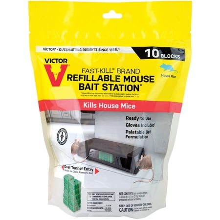 Victor M922 Fast-Kill Brand Ready-to-Use Refillable Mouse Station – 10 Blocks