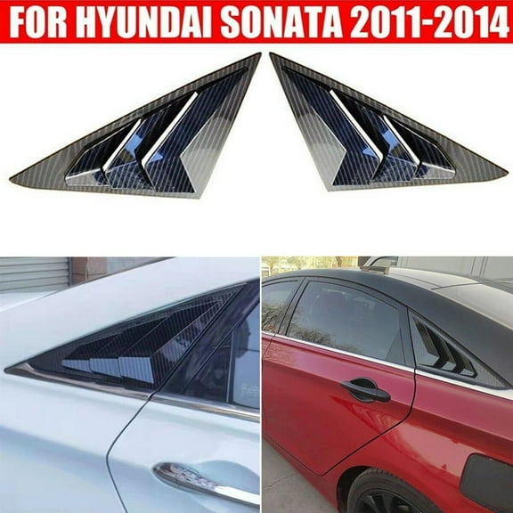 1PAIR Rear Side Window Louvers Shutter ABS Air Vent Scoop Shades Cover Trim For Hyundai Sonata 2011-2014