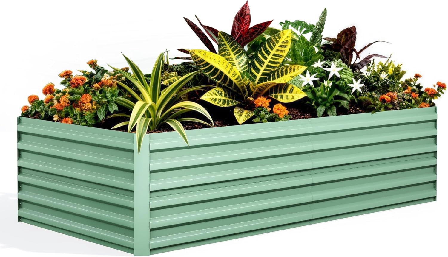 1PC 0.5mm 6x3x2ft Galvanized Raised Garden Bed Outdoor,Rust-Resistant Raised Garden Beds for Gardening, Easy Assembly Outdoor Garden Box & Planters,Green