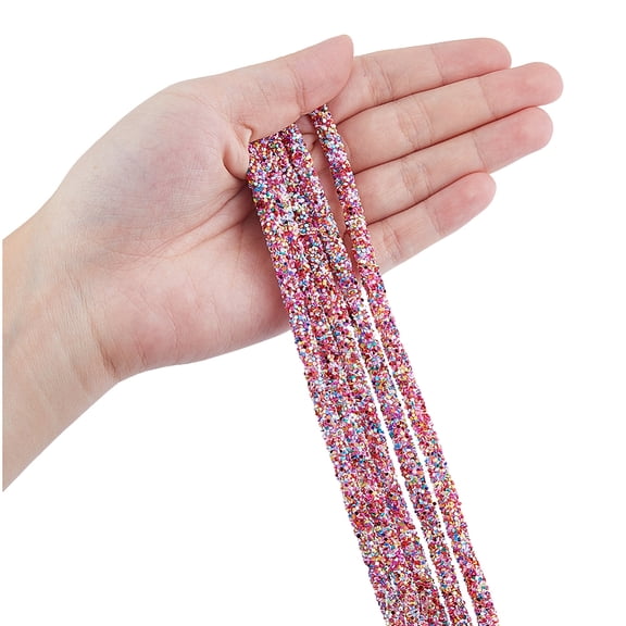 1PC 10 Yards Rhinestone Tube Rope Glitter Sequins Rope Colorful Rhinestone Rope Tube Cord Wedding Dress Costume Applique Jewelry Accessory
