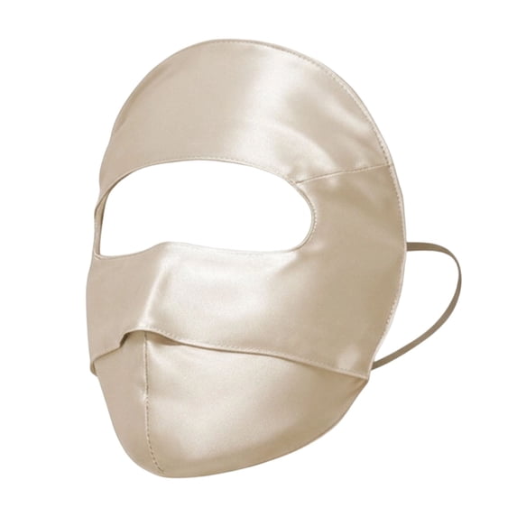 1PC 100% Mulberry Silk Full Face UV Protection Mask - Beige Adjustable Sun Shield for Summer