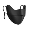 thumbnail image 1 of 1PC 100% Mulberry Silk UV Protection Face Mask - Black Adjustable Breathable Sun Shield for Summer, 1 of 4