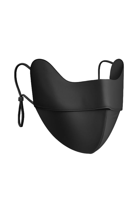 1PC 100% Mulberry Silk UV Protection Face Mask - Black Adjustable Breathable Sun Shield for Summer