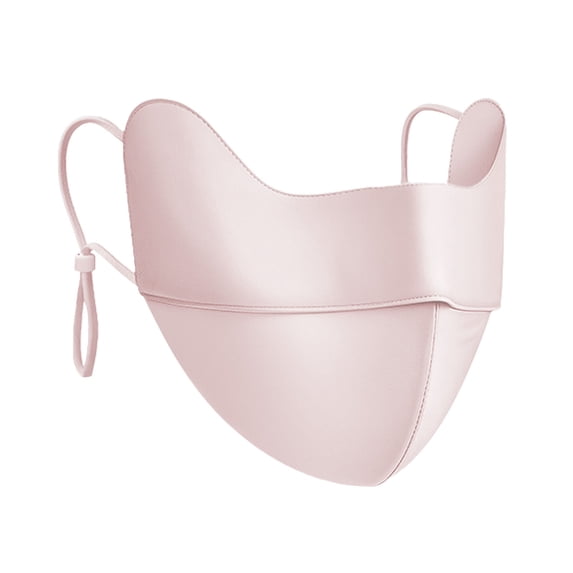 1PC 100% Mulberry Silk UV Protection Face Mask - Pink Adjustable Breathable Sun Shield for Summer
