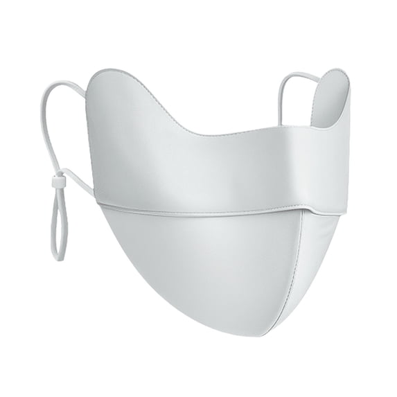 1PC 100% Mulberry Silk UV Protection Face Mask - White Adjustable Breathable Sun Shield for Summer
