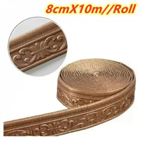 1PC 10m/393.7inch 3D Self Adhesive Sticker Wall Trim Line Skirting Border Decor Household Living Room DIY TV Background Stickers