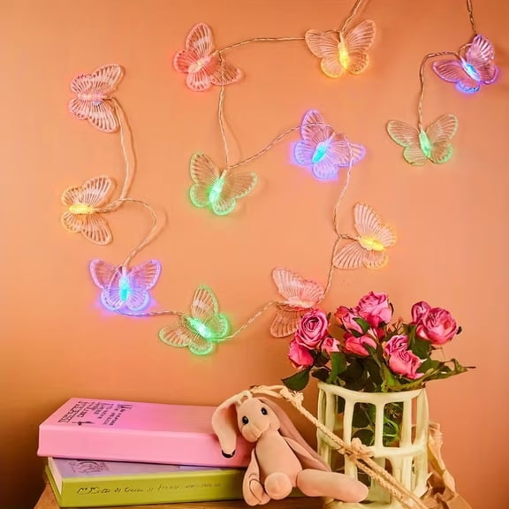 1PC 118.11inch/9.84ft 20 Lights Charming Butterflies LED String Lights, Bedroom Decor, Garden Park Decorative Lights, Courtyard Layout Butterfly String Lights