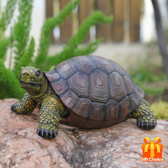 1PC 12.6 Inch Simulation Resin Turtle Statue, Lifelike Animal Figurine Ornament, Ideal for Garden, Courtyard, Park & Poolside Decor, Holiday Gift for Animal Lovers