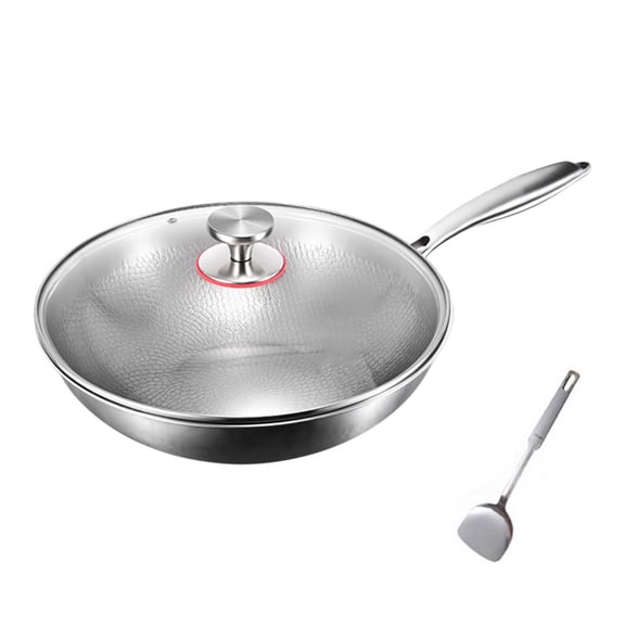 1PC 12.60 in Inner Diameter Extra Large Titanium Hammered Non-coating Non-stick Wok With Lid Family Meals Pan, Household, Induction Stove Compatible