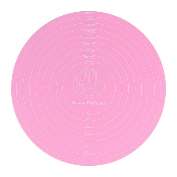 1PC 12-inch Round Scaled Silicone Table Mats Cake Plate Mat Placemats Baking Accessories (Pink)