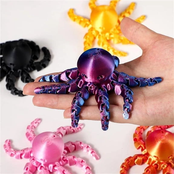 1PC 12cm 3D Printed Octopus Figurine With Flexible Joints For Home Office Desk Decoration Ocean Animal Table Ornament Ideal Gift
