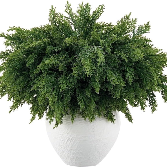 1PC 18 Inch Artificial Norfolk Pine Stem, Single Faux Cedar Greenery Branch, Vase Filler for Farmhouse Home & Christmas Winter Decor (Vase set of approximately 24 pc)
