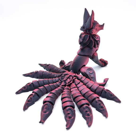 1PC 18CM 3D printed nine-tailed fox multi-joint movable model figurine for home decoration and gift-giving