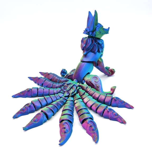 1PC 18CM 3D printed nine-tailed fox multi-joint movable model figurine for home decoration and gift-giving