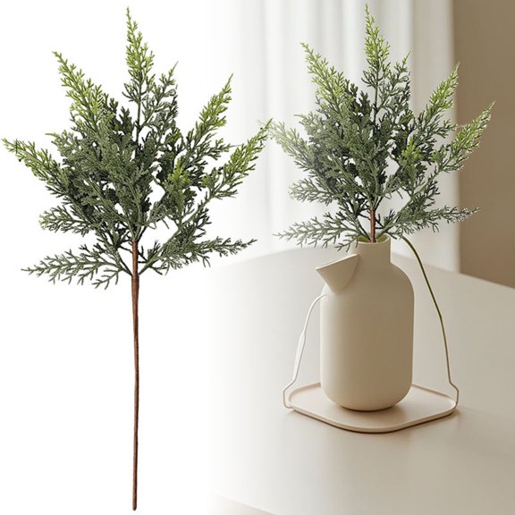 1PC 18Inch Artificial Christmas Greenery Picks, Realistic Cedar Pine Stems for Holiday Decor,for Indoor Outdoor Winter Arrangements,Xmas Wreath Vase Office Garden Decoration, Greenery Stems