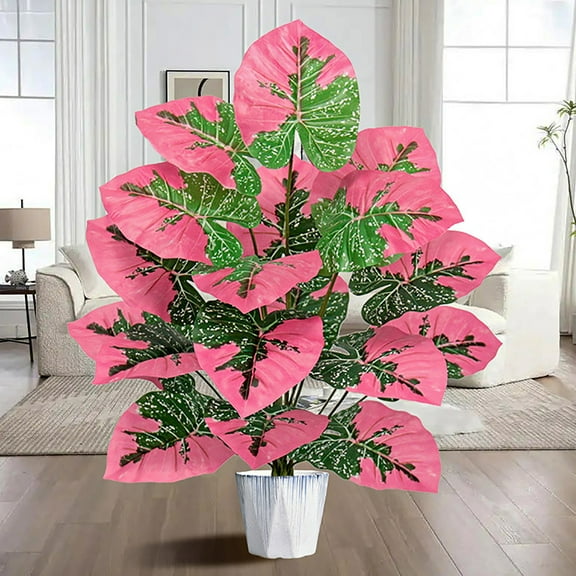 1PC 2.43FT Large Artificial Plants Fake Palm Tree Tropical Palm Leaves Faux Palm Plants Tall Tree Indoor Real Touch Monstera Leaves for Home Garden Outdoor Office Halloween Decor (Pot isn't included)