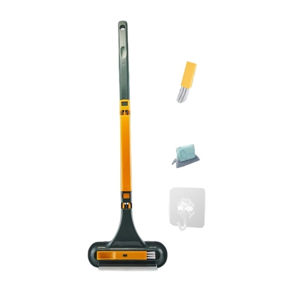 1PC 2-in-1 Window Squeegee with Extension Pole, Adjustable Long Handle Glass Cleaning Tool, Multi-Purpose Window Washer, Car Windshield,with Squeegee & Scrubber