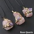 thumbnail image 1 of 1PC 20~40mm Gilded Crystal Raw Rough Stone Pendant Irregular Chakra for Necklace, 1 of 9