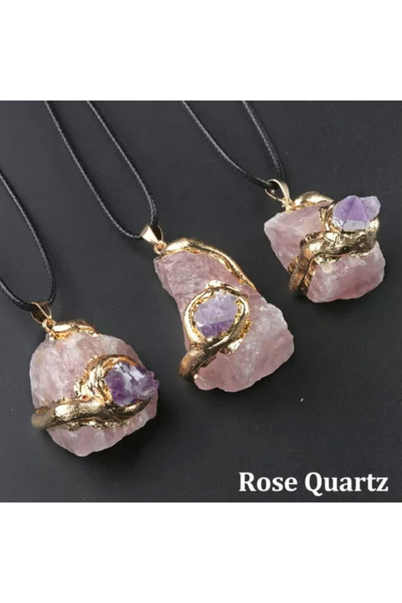 1PC 20~40mm Gilded Crystal Raw Rough Stone Pendant Irregular Chakra for Necklace