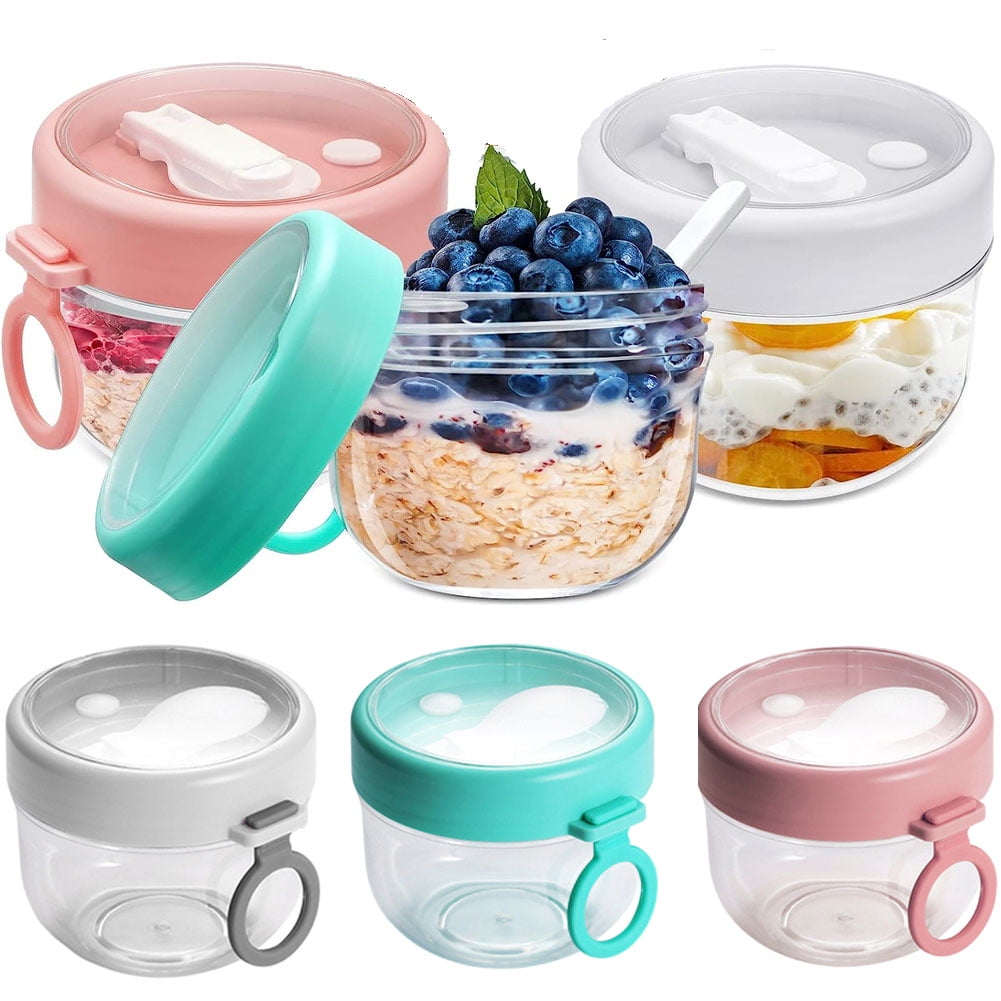 4 Pack Salad Jars With Dressing Containers - Leak-Proof Meal Prep Containers With Spoon