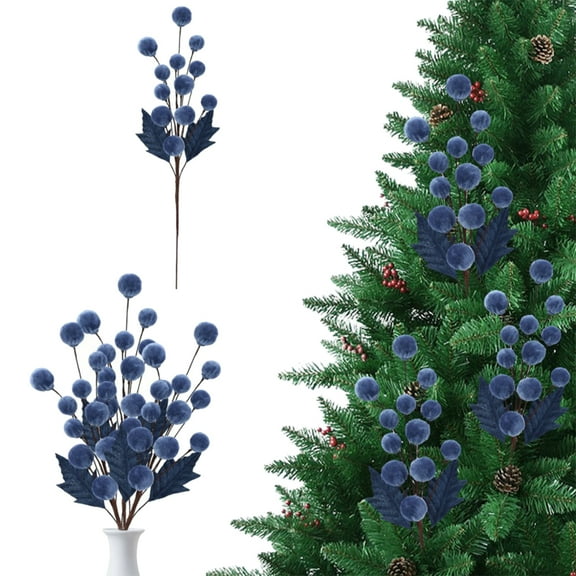 1PC 21.5 Inch Christmas Tree Picks Velvet Christmas Ornaments Spheres Ball Pick Velvet Xmas Tree Branches Hanging Decoration Wreath Home Office Party Ornament