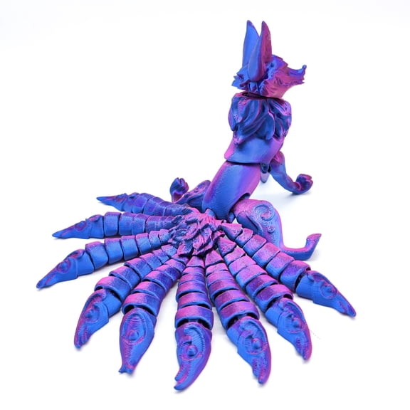 1PC 22CM 3D printed nine-tailed fox multi-joint movable model figurine for home decoration and gift-giving