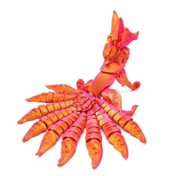 1PC 22CM 3D printed nine-tailed fox multi-joint movable model figurine for home decoration and gift-giving