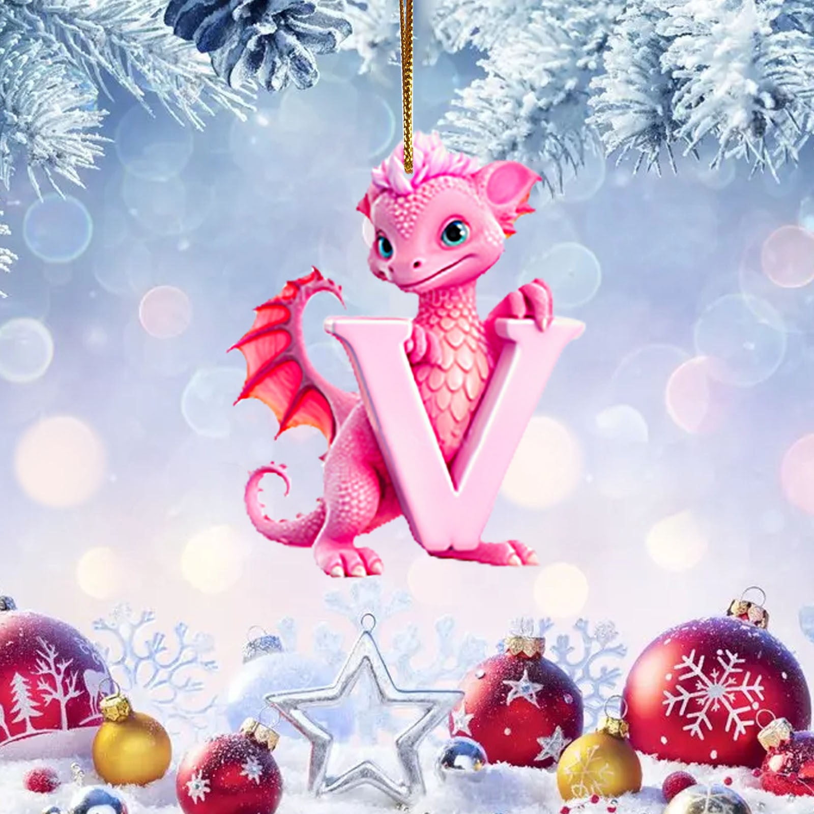 1PC 26 Letters Christmas Ornament Cute Animal Baby Christmas Acrylic