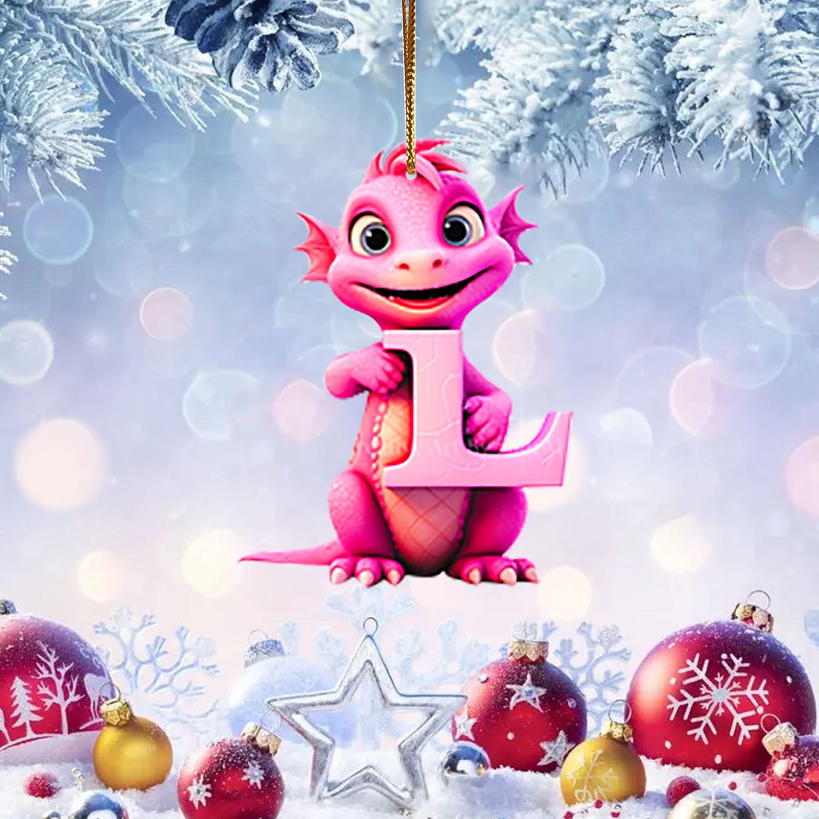 1PC 26 Letters Christmas Ornament Cute Animal Baby Christmas Acrylic