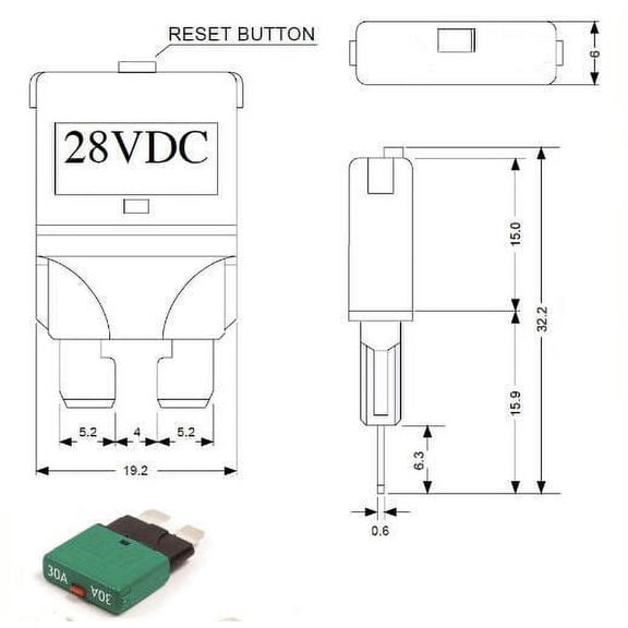 1PC 28V 30A Mini Fuse Circuit Breaker Replacement For Race Car Accessories