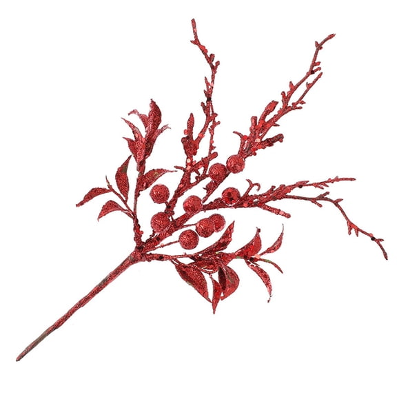 1PC 28cm Christmas Red Berry Glitter Artificial Flower Branch Christmas Tree Decorations Ornament Home DIY Wreath Vase Decor