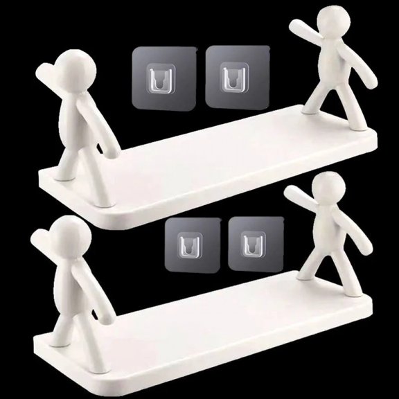 1PC 2PCS Self-adhesive Tape Buckle Holder Bathroom Shampoo Storage Racks Plastic Shelf Storage Organization Shelves Support