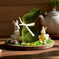 thumbnail image 1 of 1PC 3.81Inch Easter Decorations Flocked Bunny Figurine with Bow Tie,Spring Table Centerpiece for Home and Office, Solid Color Rabbit Tabletop Ornament Indoor Party Decor, Easter Bunny Decorations, 1 of 8