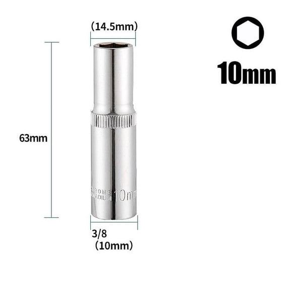 1PC 3/8inch Deep Socket Adapter Hex Socket Wrench Heads Ratchet Tool 8-24mm