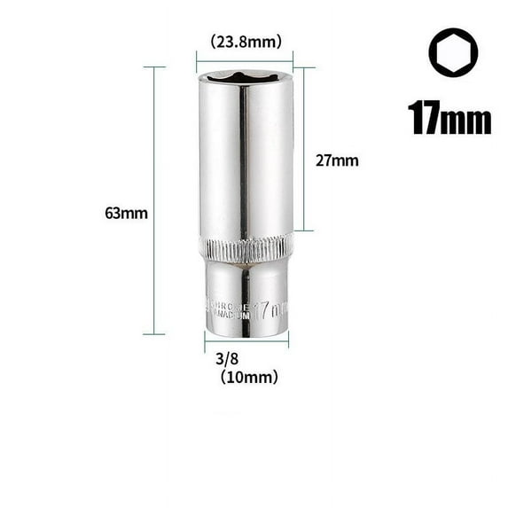 1PC 3/8inch Deep Socket Adapter Hex Socket Wrench Heads Ratchet Tool 8-24mm