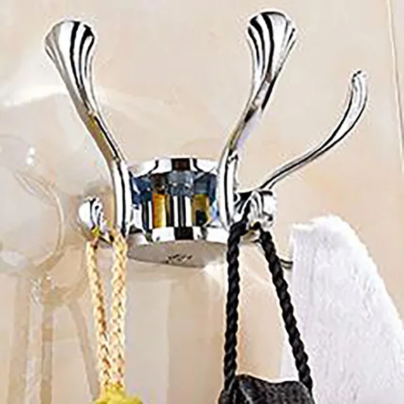 1PC 3 Hooks Rotatable Hanging Robe Hooks Wall Mounted Aluminum Alloy Coat Hanger Hook Bathroom Towel Clothes Bath Ball Rack