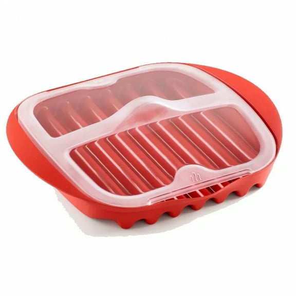 1PC/3 PCS Microwave Bacon Tray with Splatter Lid Safety Quick and with No Mess Non-Stick Cooker Make Crispy Bacon in few Minutes